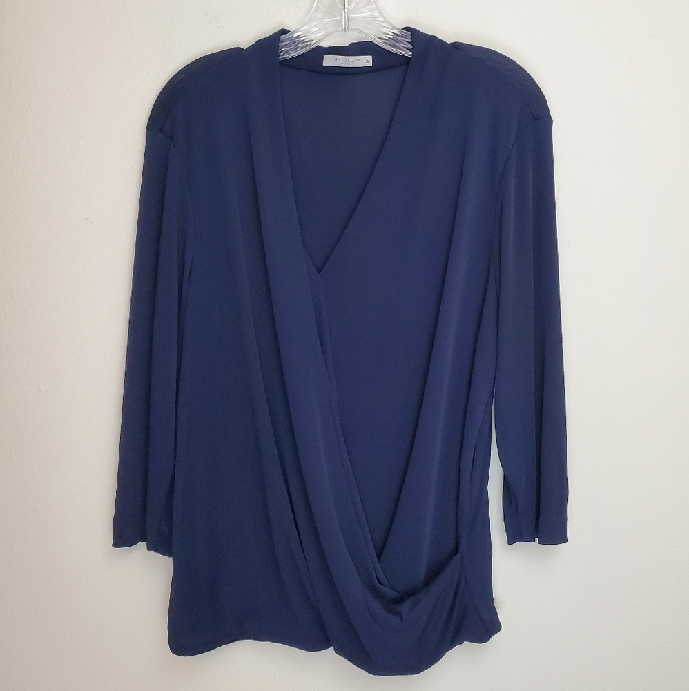 MM Lafleur Deneuve blouse 4.0 in Galaxy Blue surplice neckline U